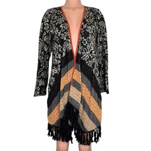Ryu Anthropologie Boho Paisley Open Front Cardigan Large